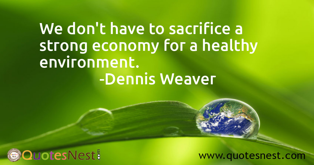 We don't have to sacrifice a strong economy for a healthy environment.