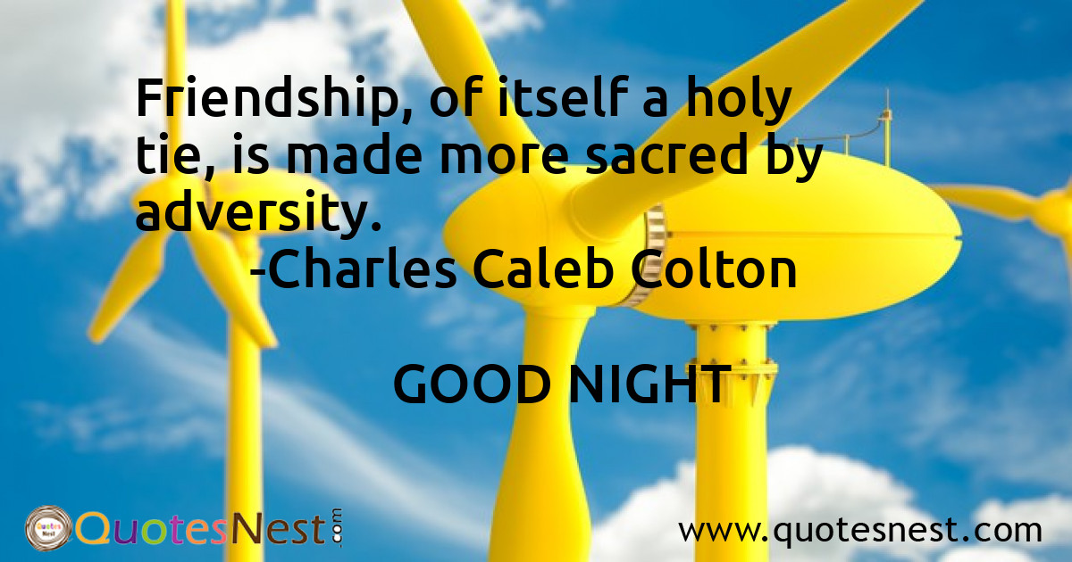 Friendship, of itself a holy tie, is made more sacred by adversity.