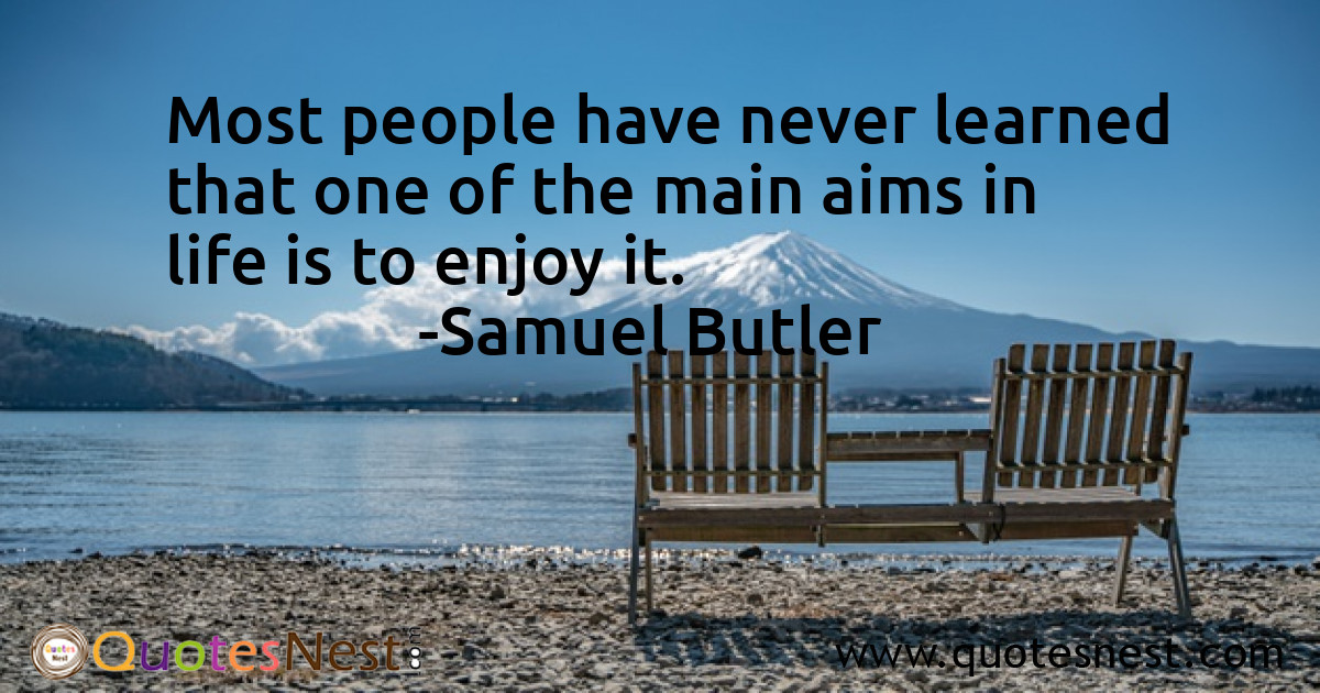 Most people have never learned that one of the main aims in life is to enjoy it.