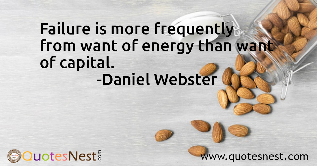 Failure is more frequently from want of energy than want of capital.