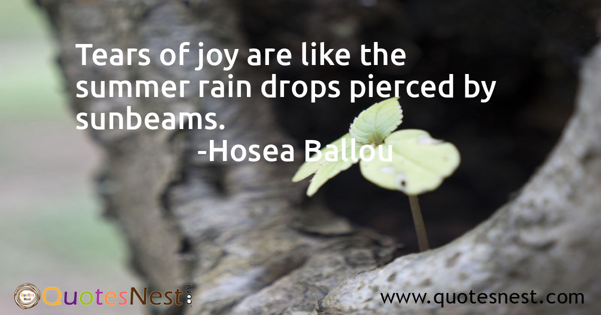 Tears of joy are like the summer rain drops pierced by sunbeams.