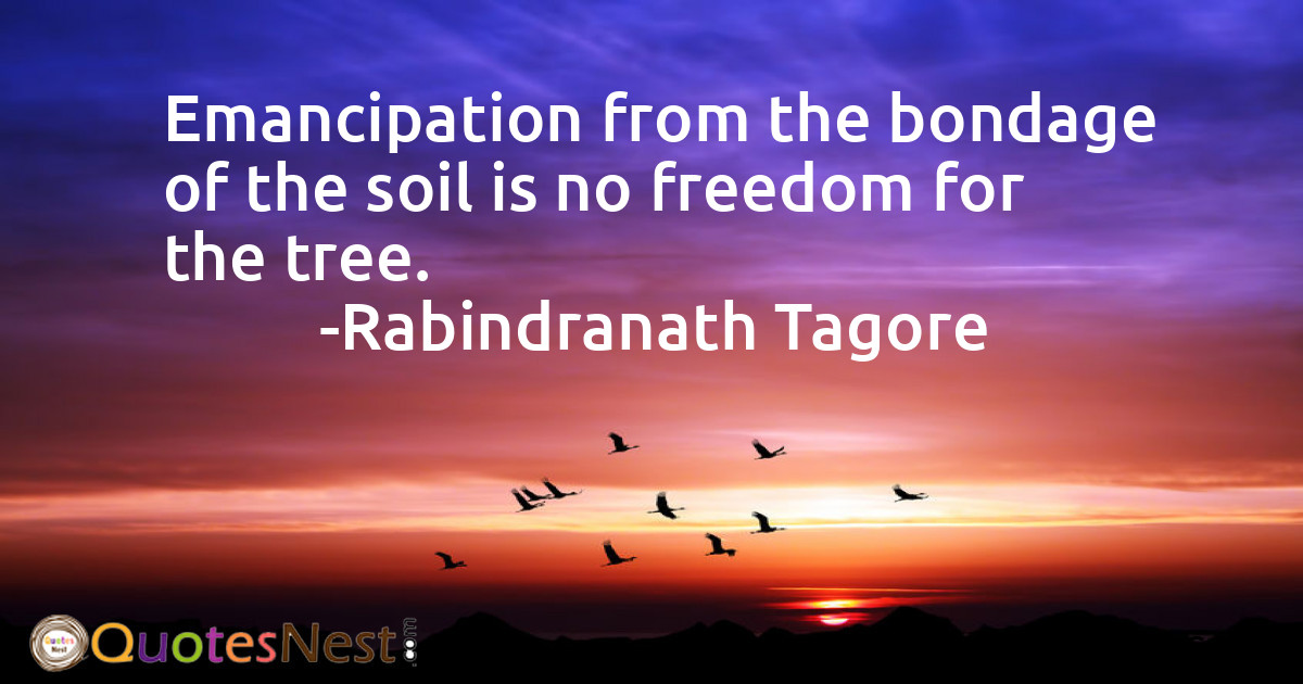 Emancipation from the bondage of the soil is no freedom for the tree.