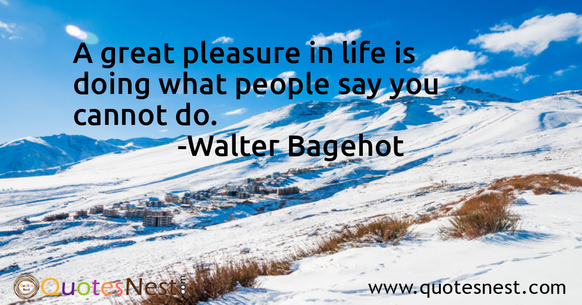 A great pleasure in life is doing what people say you cannot do.