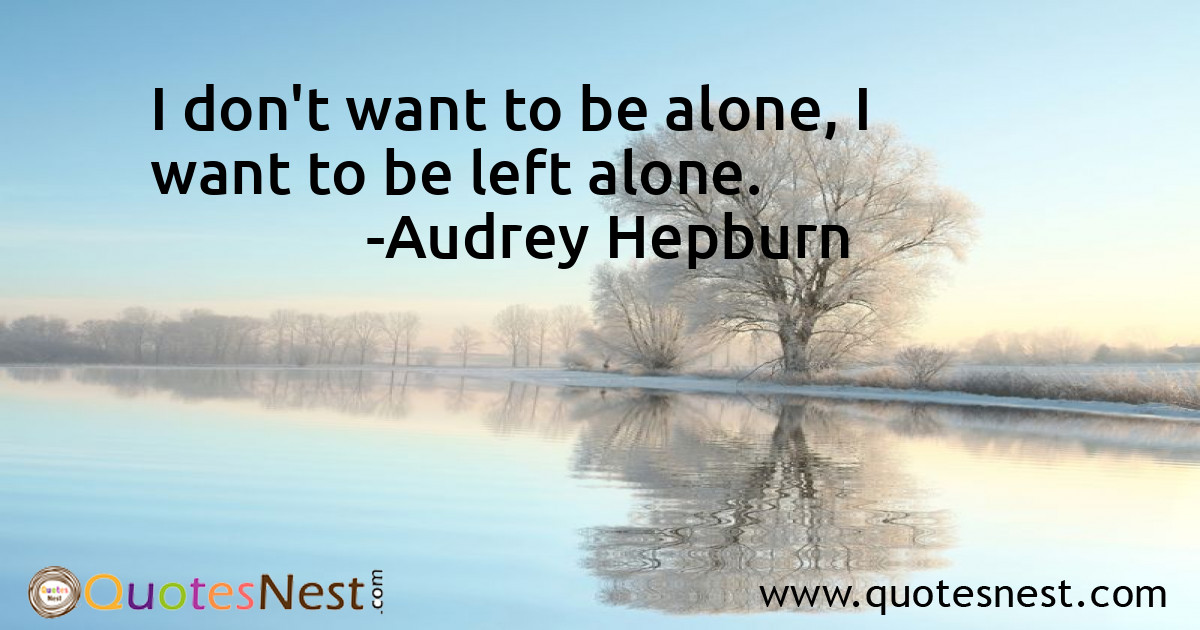 I don't want to be alone, I want to be left alone.