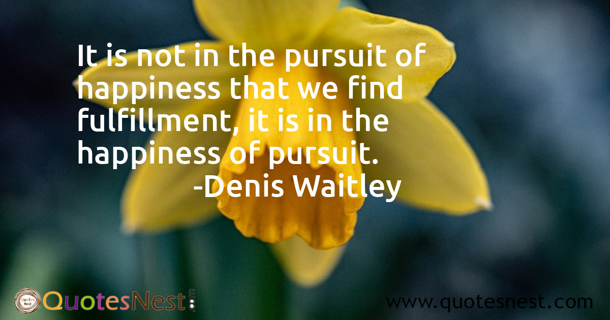 It is not in the pursuit of happiness that we find fulfillment, it is in the happiness of pursuit.