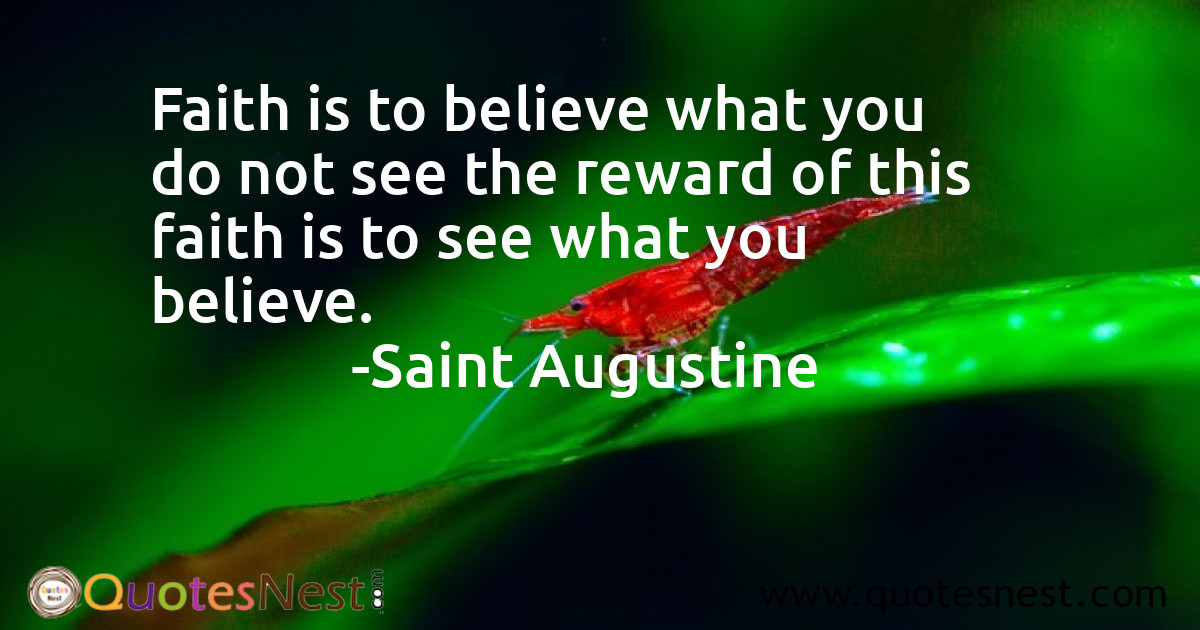 Faith is to believe what you do not see the reward of this faith is to see what you believe.