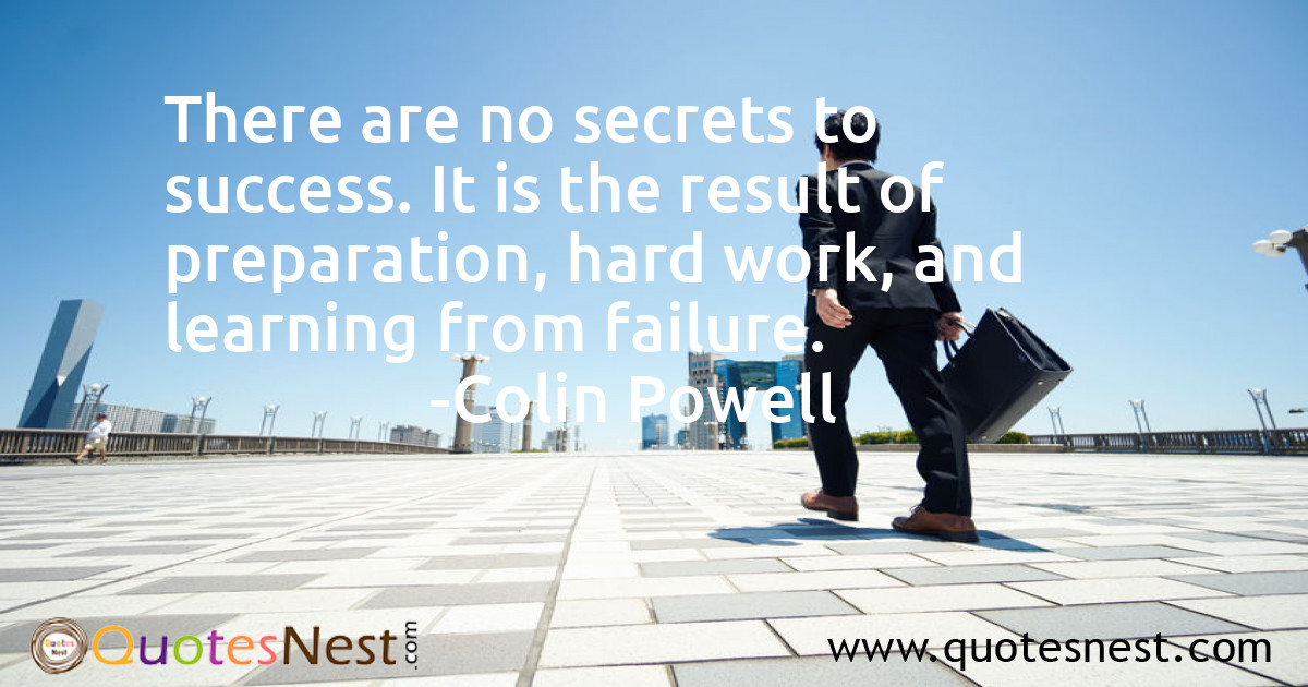 There are no secrets to success. It is the result of preparation, hard work, and learning from failure.