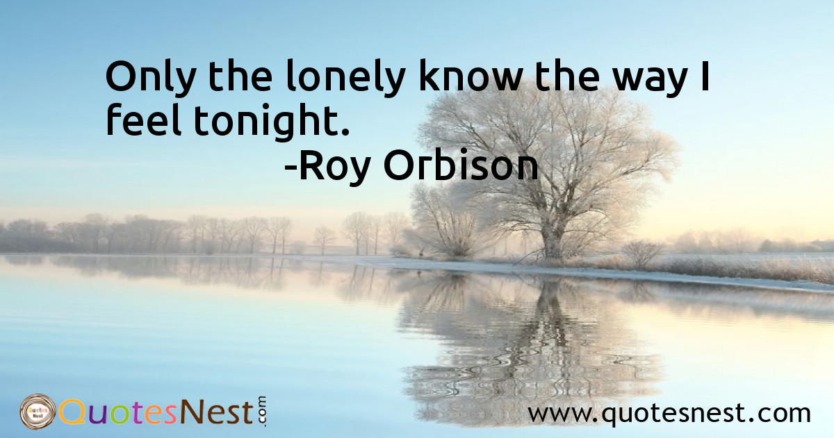 Only the lonely know the way I feel tonight.