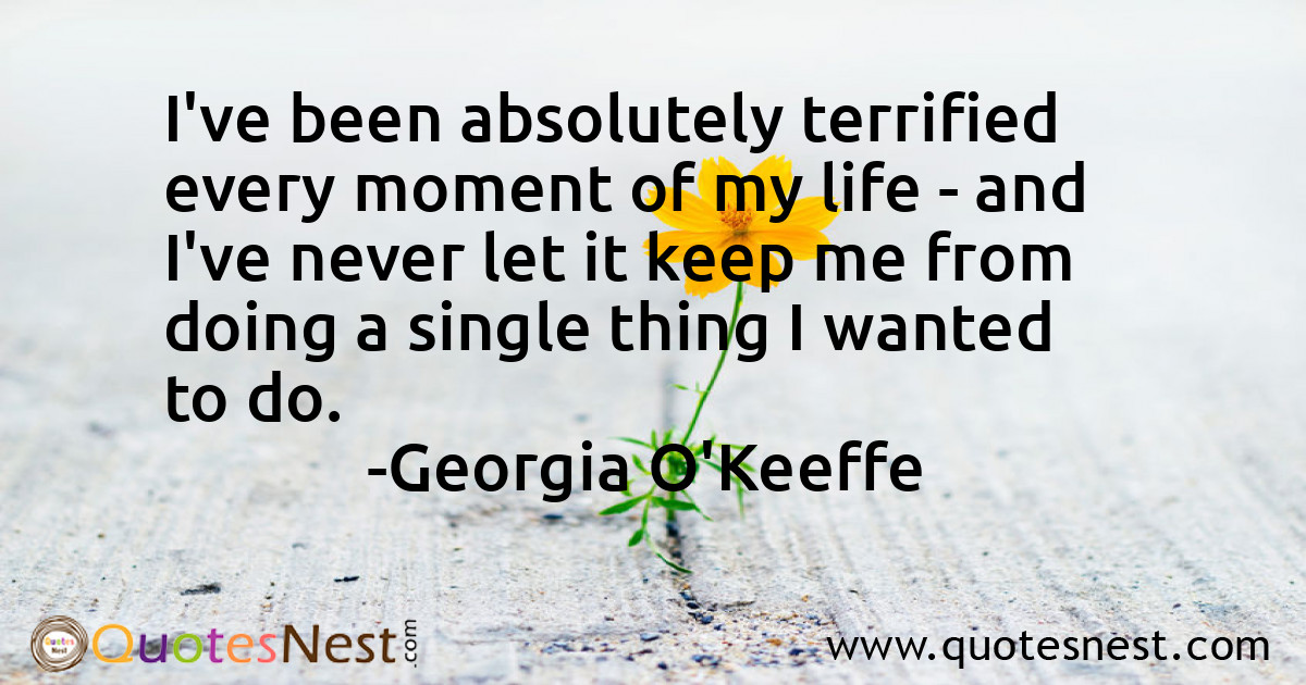 I've been absolutely terrified every moment of my life - and I've never let it keep me from doing a single thing I wanted to do.