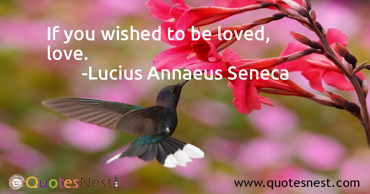 If you wished to be loved, love.