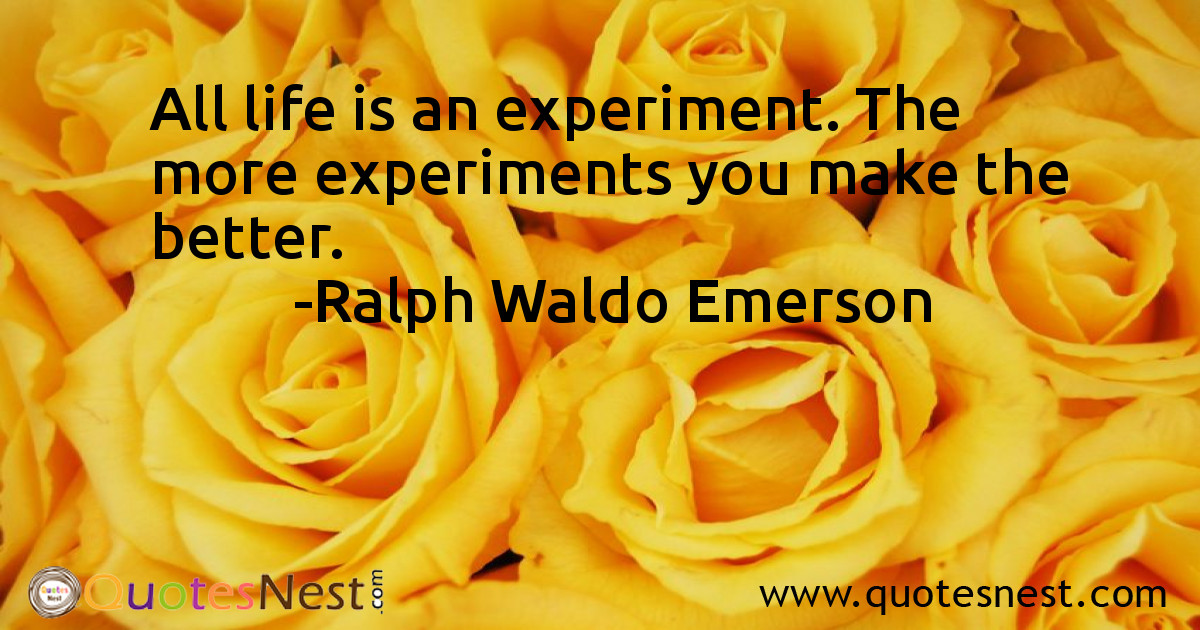 All life is an experiment. The more experiments you make the better.