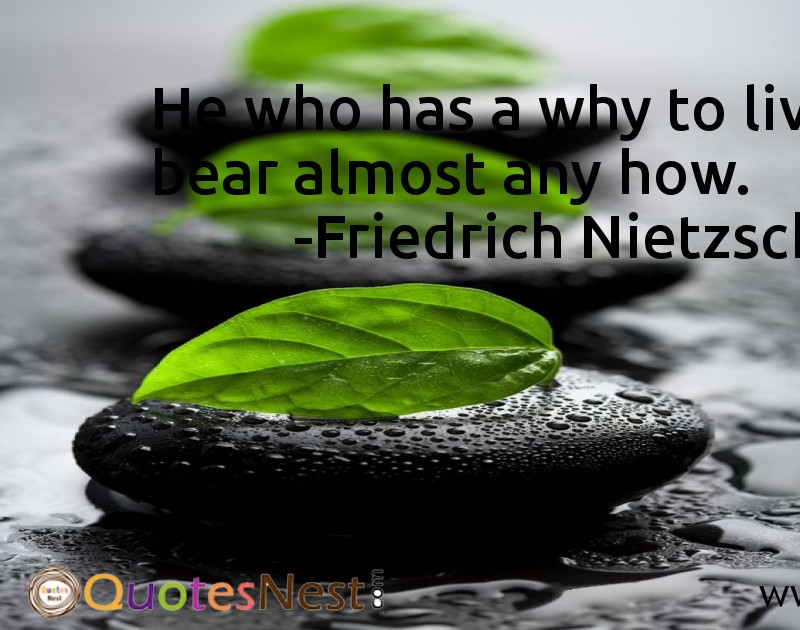 He who has a why to live can bear almost any how.