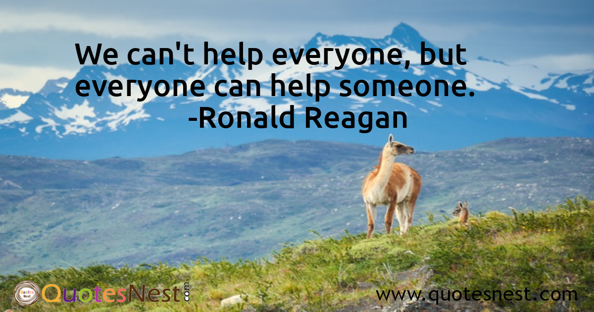 We can't help everyone, but everyone can help someone.