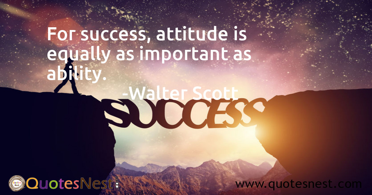 For success, attitude is equally as important as ability.