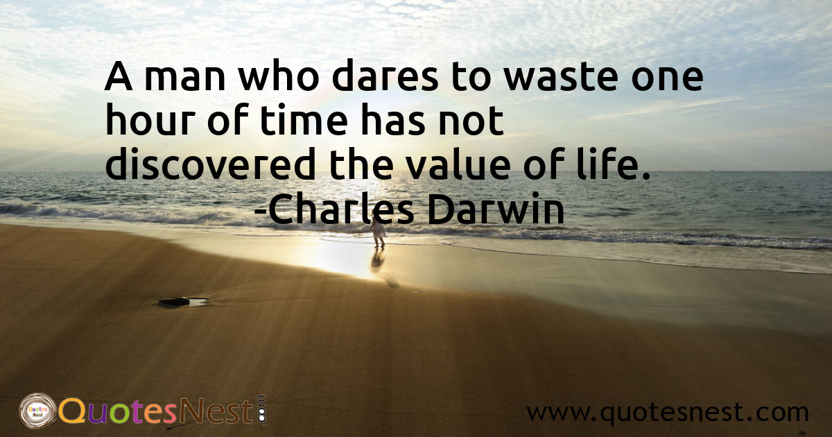 A man who dares to waste one hour of time has not discovered the value of life.
