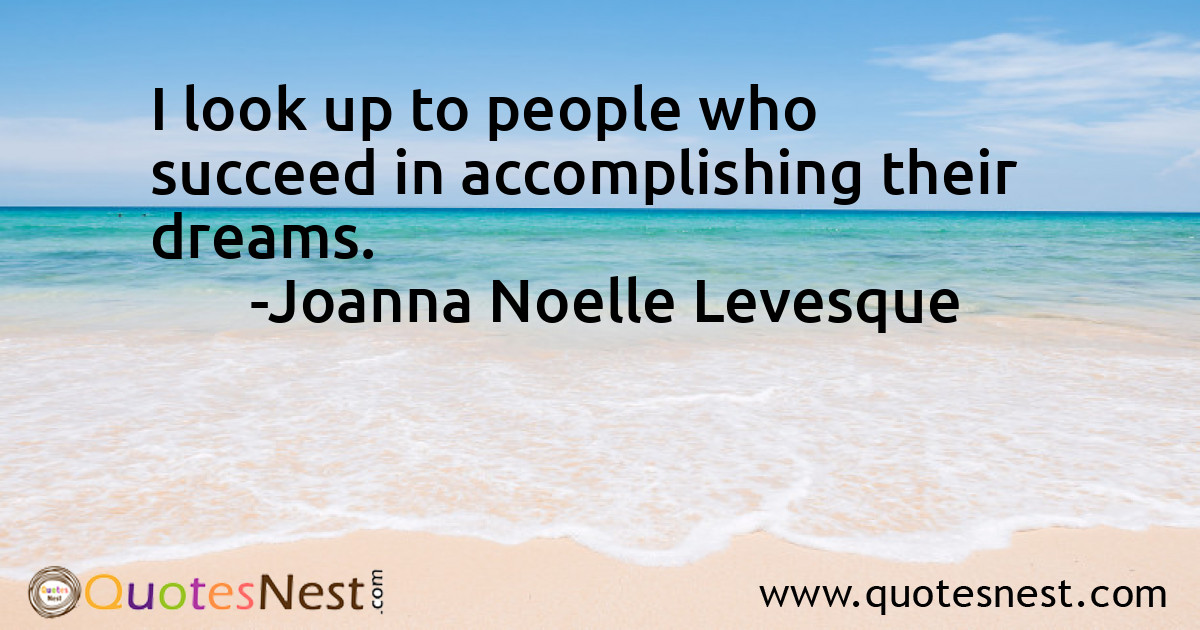 I look up to people who succeed in accomplishing their dreams.