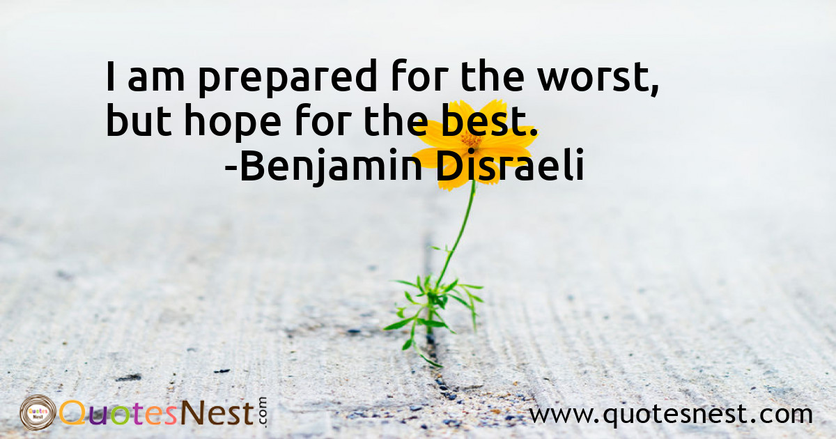 I am prepared for the worst, but hope for the best.
