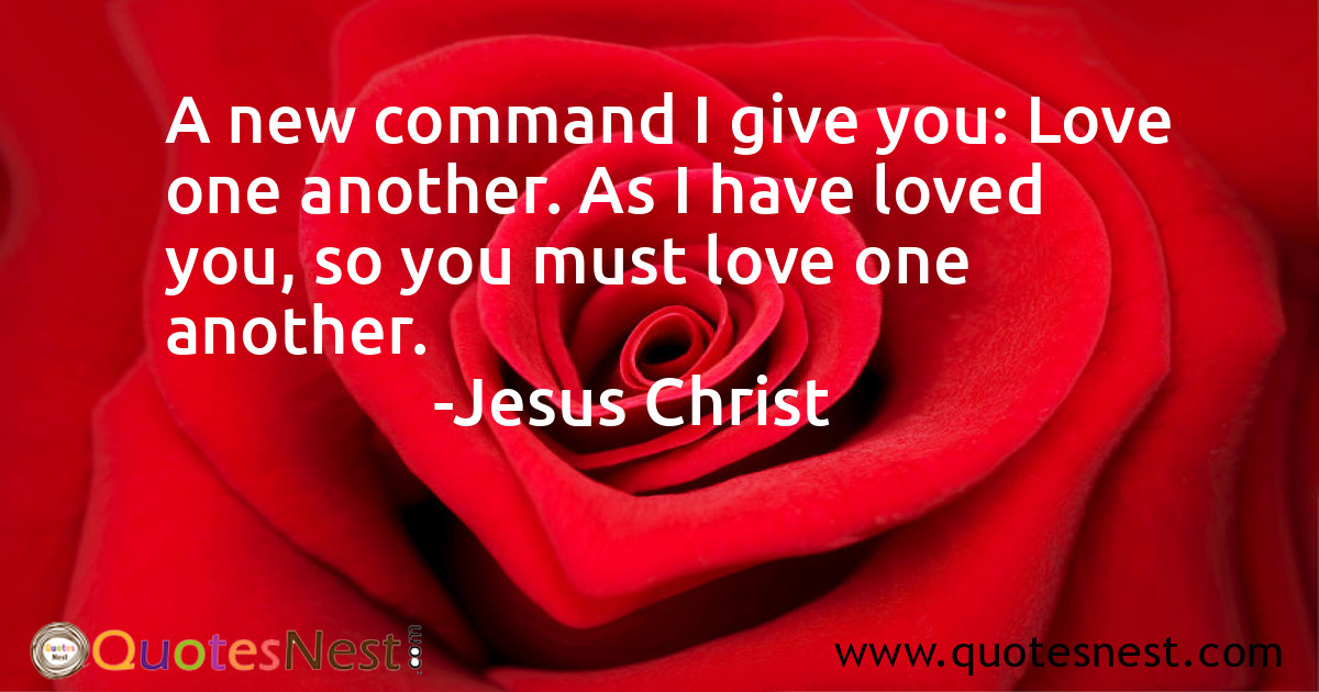 A new command I give you: Love one another. As I have loved you, so you must love one another.