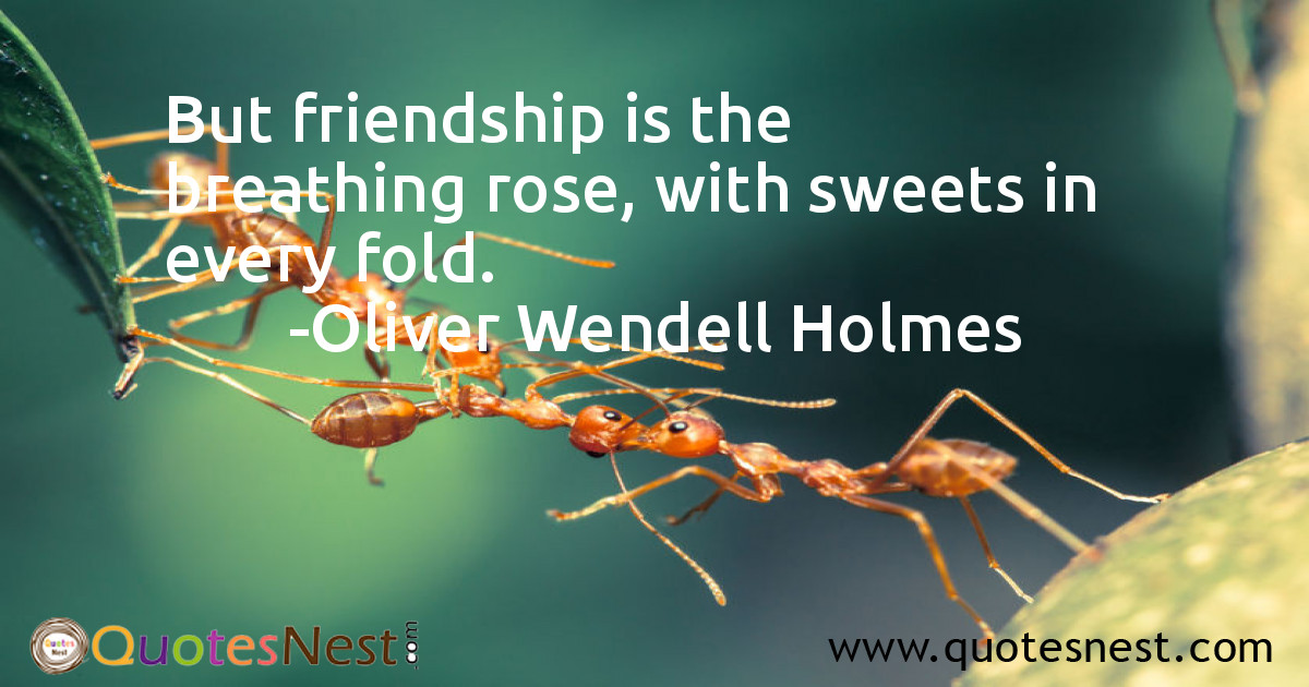 But friendship is the breathing rose, with sweets in every fold.