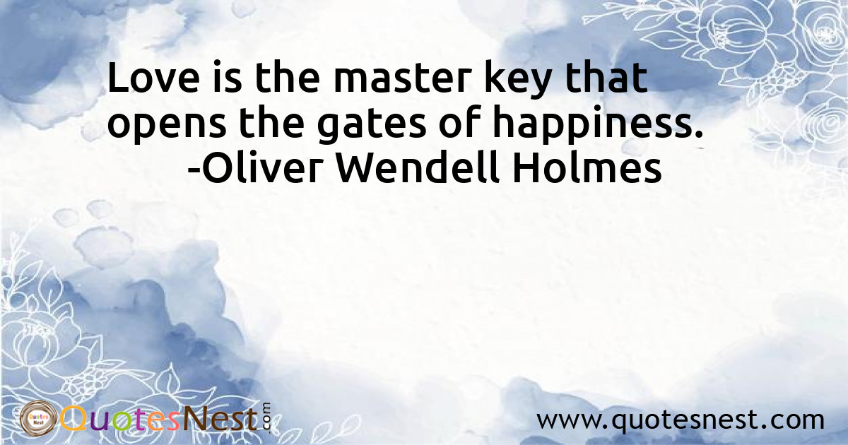 Love is the master key that opens the gates of happiness.