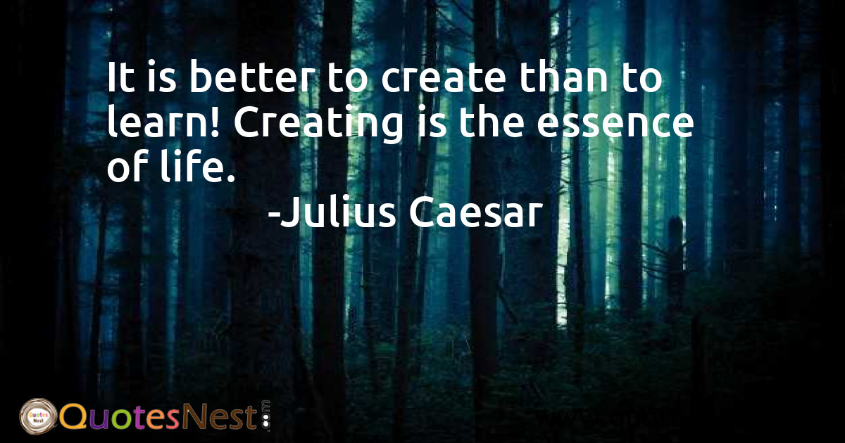 It is better to create than to learn! Creating is the essence of life.