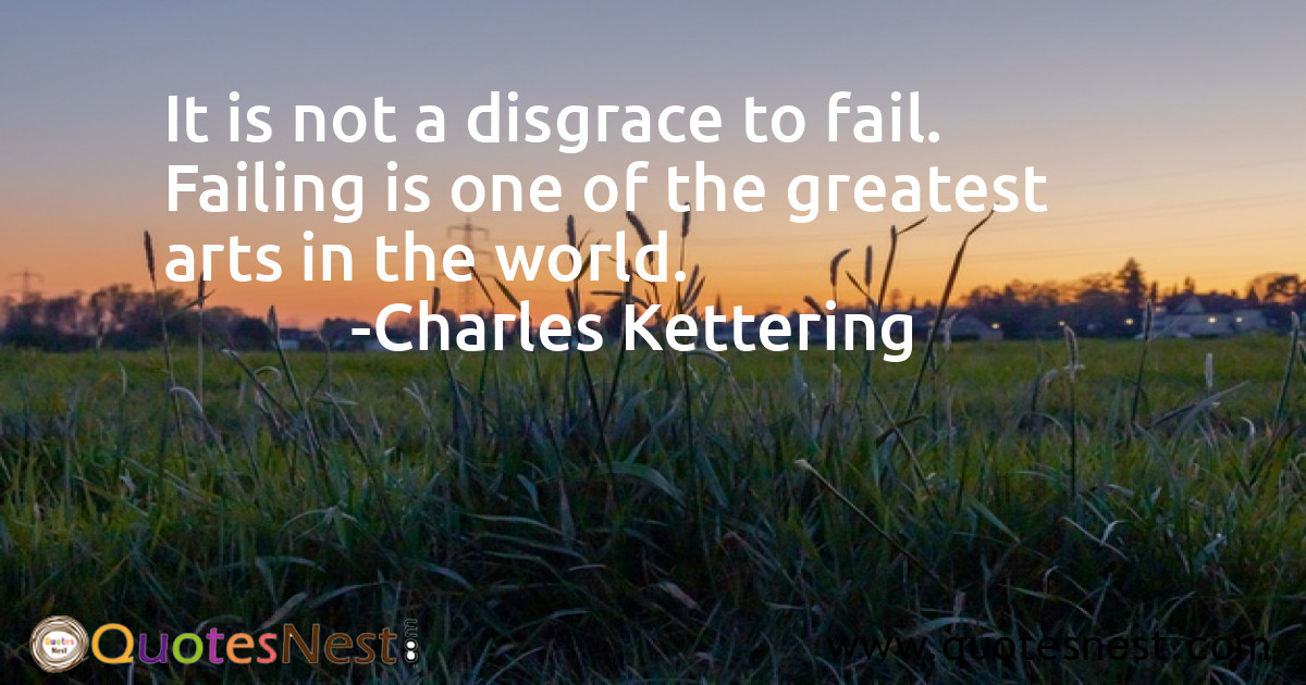 It is not a disgrace to fail. Failing is one of the greatest arts in the world.