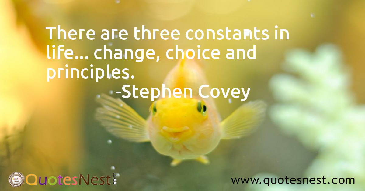There are three constants in life... change, choice and principles.