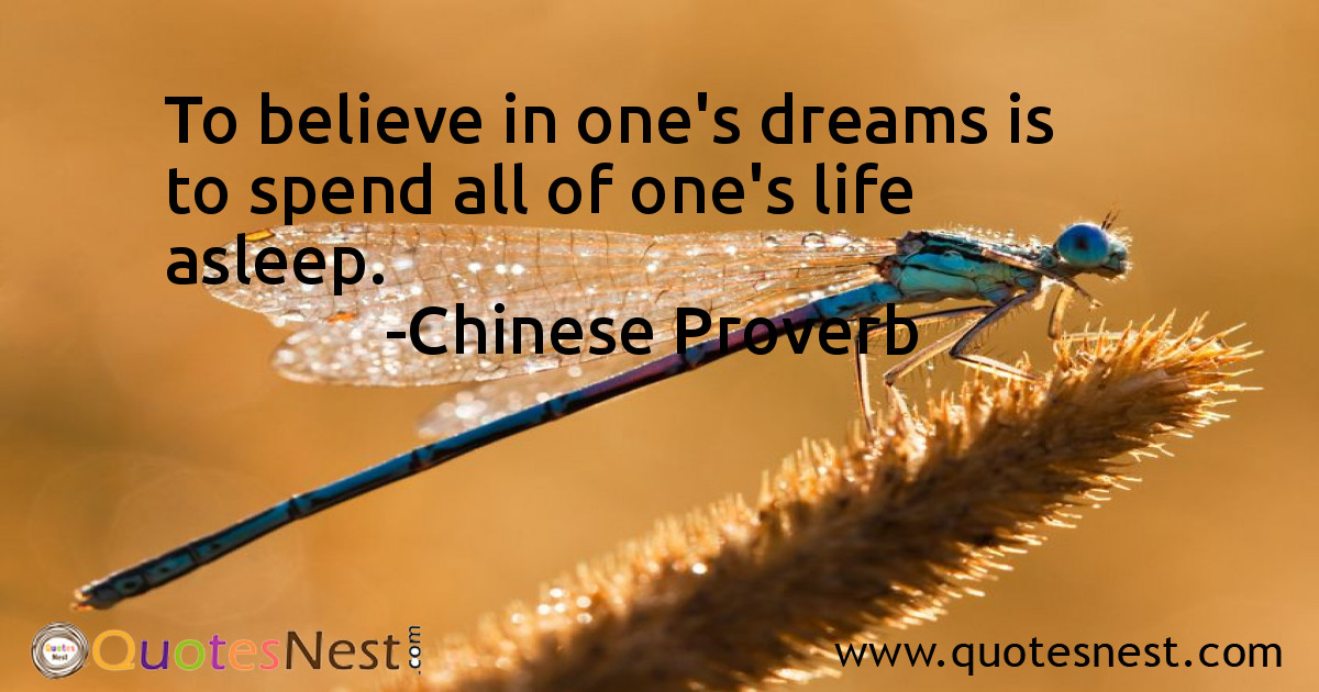 To believe in one's dreams is to spend all of one's life asleep. 