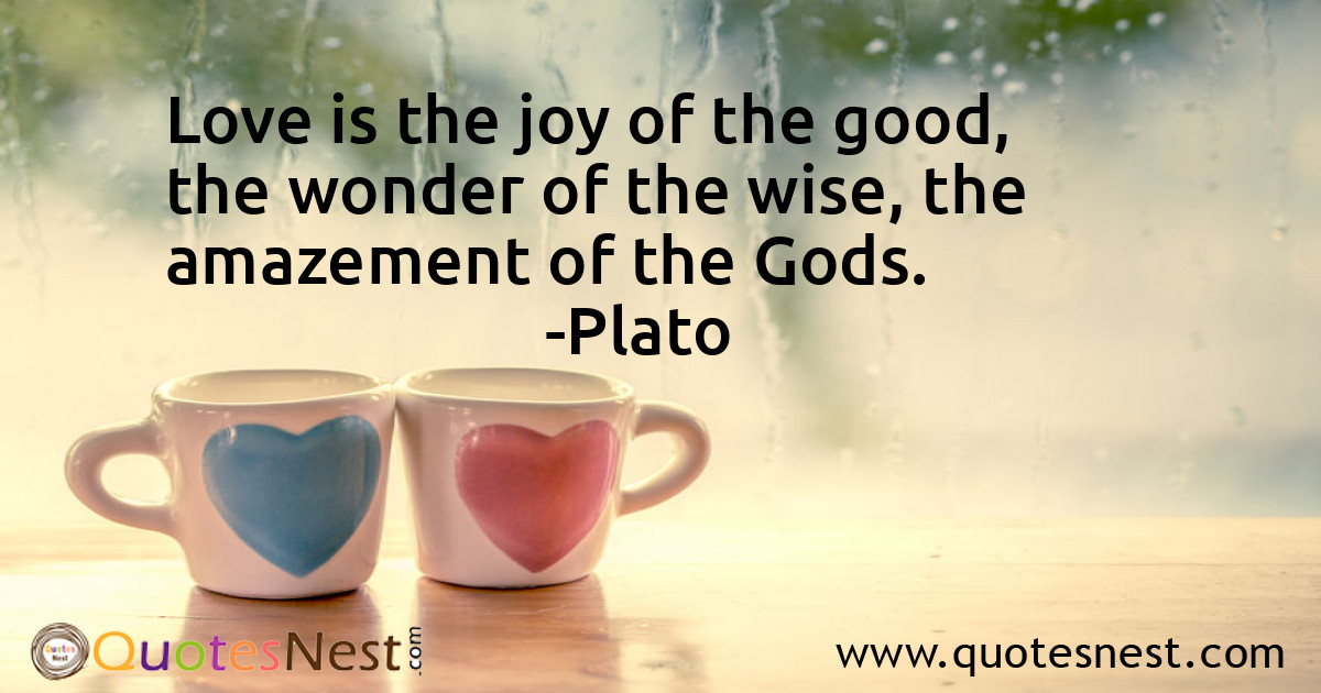 Love is the joy of the good, the wonder of the wise, the amazement of the Gods.